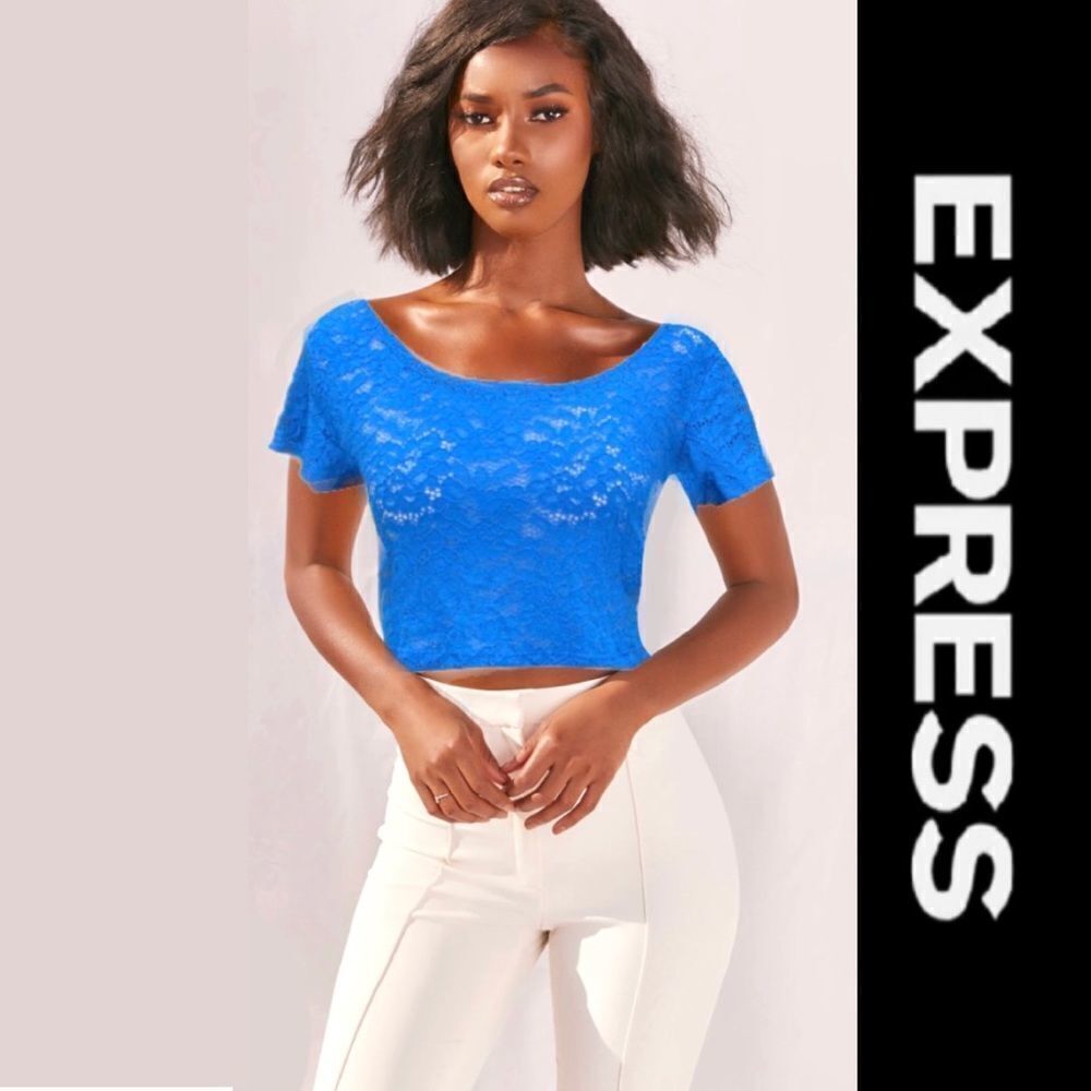 Express Blue Lace Cropped Tee